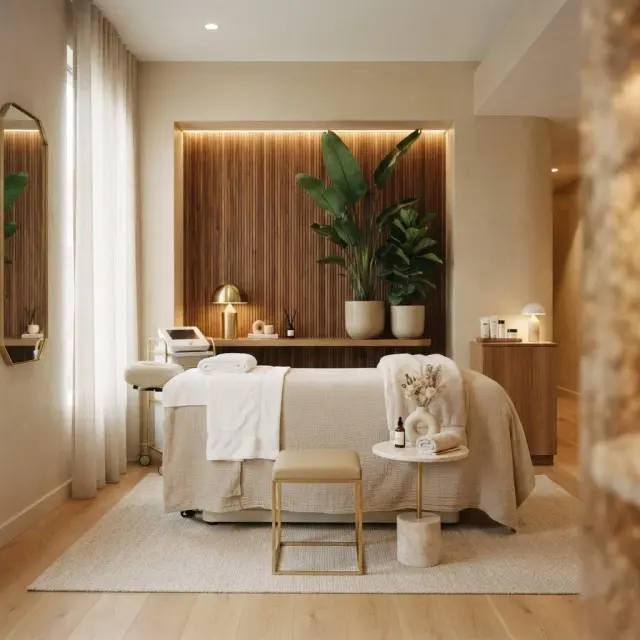 Ambiente de clínica de estética elegante e iluminado