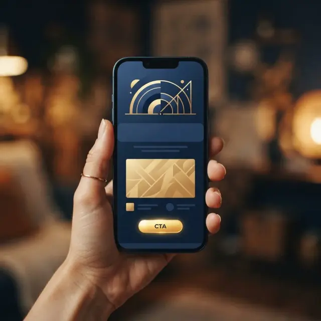 Página web em celular com botão de ação em destaque