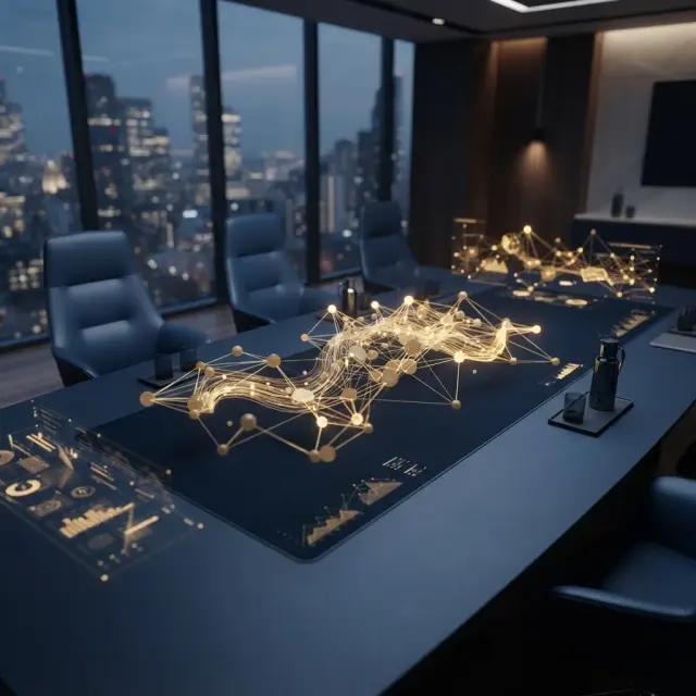 Mesa de reunião com planejamento estratégico de marketing