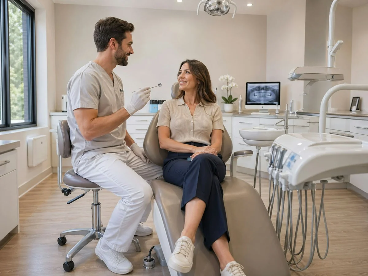 Imagem ilustrativa de atendimento odontológico em uma clínica moderna